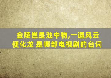 金陵岂是池中物,一遇风云便化龙 是哪部电视剧的台词